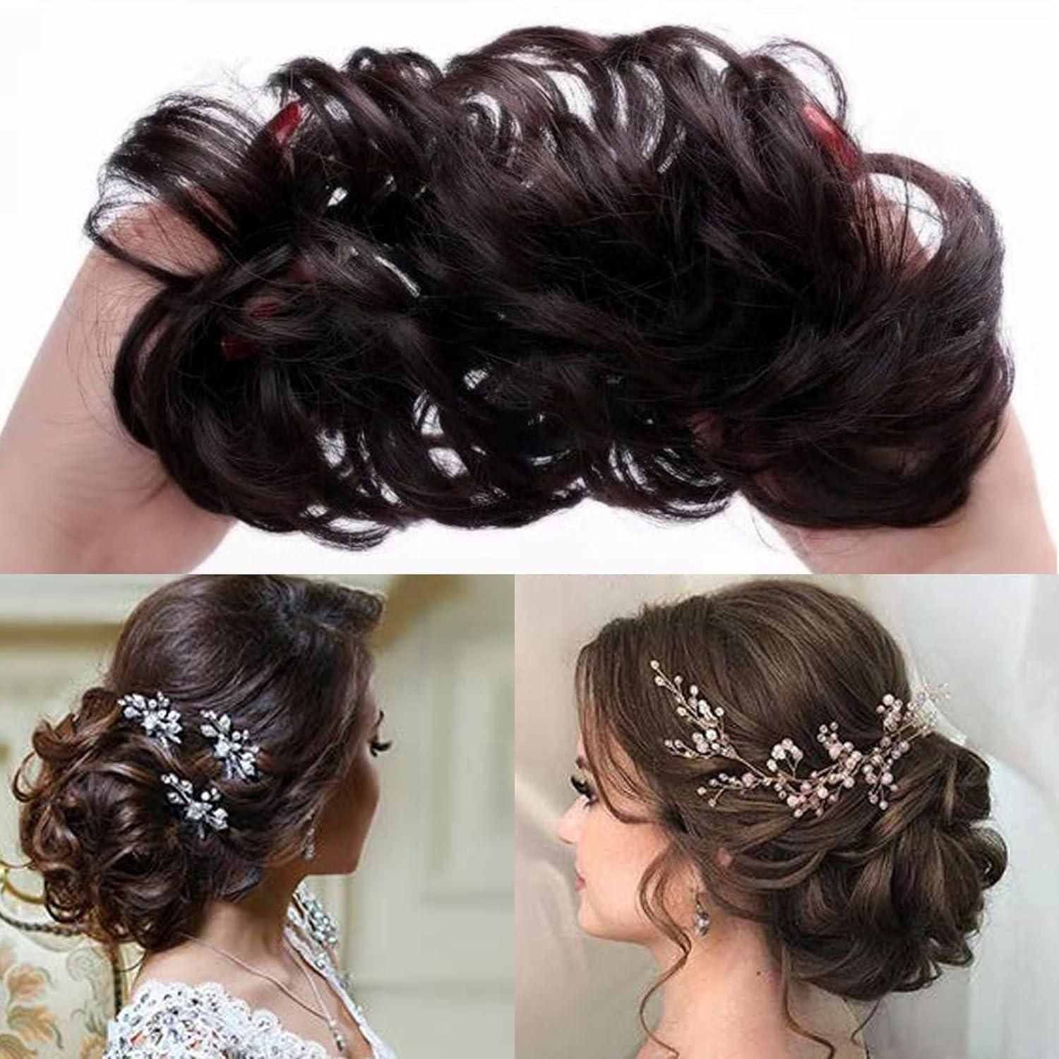 Elastic Artificial Hair Bun Brown & Black (Pack of 2)